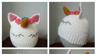 Gorro UNICORNIO tejido a crochet [upl. by Koralle]