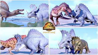 Rebel amp Angel Spinoceratops All Perfect Animations amp Interactions 🦖 Jurassic World Evolution 2 [upl. by Ainar]