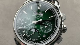 Patek Philippe 5270P Perpetual Calendar Chronograph Green Dial 5270P014 Watch Review [upl. by Ibrab990]