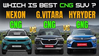 2024 tata nexon cng vs grand vitara cng vs hyryder cng  CNG Comparison  Antique Auto Car [upl. by Ayirp]