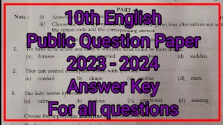 10th English public question paper 2023  2024  with complete answer key [upl. by Landrum]