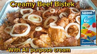 Creamy Beef Steak with All Purpose Cream  Beef Bistek Tagalog Recipe [upl. by Baryram784]