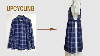 DIY 안 입는 셔츠로 레이어드 앞치마 만들기 Upcycling Shirt셔츠 리폼원피스layered Apron치마남방skirt뷔스티에Refashion [upl. by Kcirre]