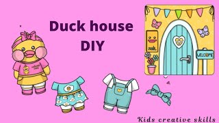 How to make cute duck house  Paper duck house  Kids paper craft  Creative paper duck house ideas [upl. by Loralee]