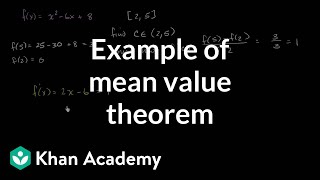 Mean value theorem example polynomial  Existence theorems  AP Calculus AB  Khan Academy [upl. by Sewole]