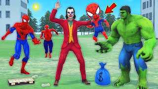 team spider man vs bad guy joker ► Joker kidnaps kid Spiderman to Hulk  funny horror animation [upl. by Doley]