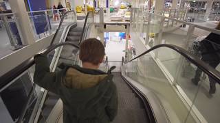 Sweden Stockholm Kungens Kurva IKEA 3X KONE escalator  going down to street level [upl. by Lalita]