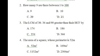 Jawahar Navodaya Vidyalaya Class 6th model paper 2021 Math Part 22 navodaya entrance Exam 2021 [upl. by Vaish]