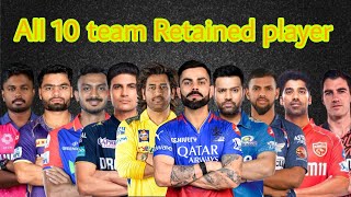 All 10 team Retained player List RCB CSK MI PBKS LSG DC RR SRH GT KKR [upl. by Nosloc]