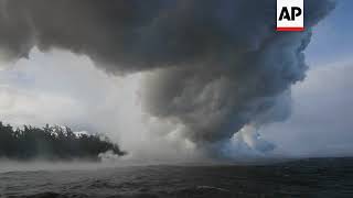 Massive plume of ash shot from boat night shots of Kilauea volcano lava glow [upl. by Gaylor]