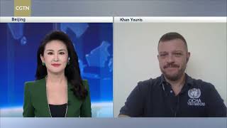 CGTN talks to OCHA head of suboffice in Gaza about humanitarian situation [upl. by Anivram]