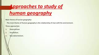 Approaches of human geography [upl. by Enatan]