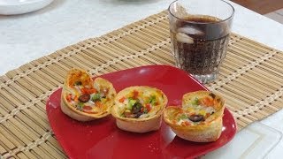 Bread Pizza Cups Video Recipe by Bhavna  Perfect Super Bowl Party Recipe [upl. by Ibrab293]