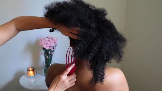 ASMR heavenly hair play and back tingles on Jazlyn 4B hair whispers [upl. by Ylrehs]