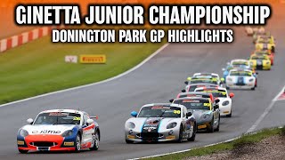 HIGHLIGHTS  2024 Ginetta Junior Championship  Donington Park GP  All Races [upl. by Elleuqar]