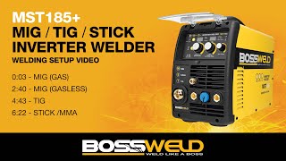 HOW TO SETUP Bossweld MST185 Plus 180A MIG Stick and TIG Inverter Welder [upl. by Amlas]