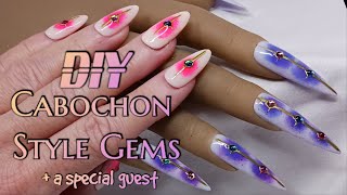 DIY Cabochon Style Gems on Halo Nails [upl. by Lau970]