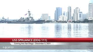 USS Spruance DDG 111 Inbound  December 3 2021  San Diego [upl. by Doug840]