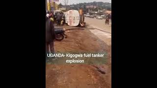 Fuel Tanker Explosion in Uganda  Several dead as overturned truck explodes into flames [upl. by Grannias]