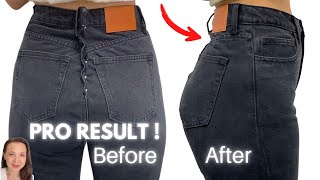 How to Take In the Back Waist of Your Jeans PROFESSIONALLY with Flat Fell Seam [upl. by Klatt894]