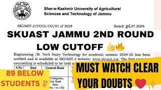 SKUAST JAMMU BIG UPDATE 🖤🔥 LOW CUTOFF 🥺👍 2ND ROUND 🔥 MUST WATCH 😮 [upl. by Irvine610]