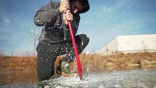 Ice Fishing EXTREMELY Early Ice BIG BASS [upl. by Ranitta]