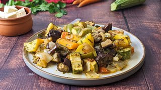 Briam  Greek Roasted Vegetables Recipe  Μπριάμ Στο Φούρνο [upl. by Aritak572]