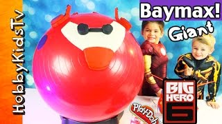 GIANT PlayDoh BAYMAX Surprise Egg Head Big Hero 6 Toy Review with HobbyKids [upl. by Bruno]