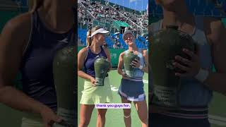 Niki MelicharMartinez amp Liudmila Samsonova take home the doubles trophy in less than an hour 🫰WTA [upl. by Earvin]