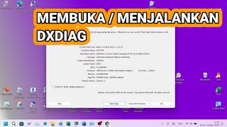 Cara Menjalankan  Membuka quotDxdiagquot di Laptop Windows 11 [upl. by Dnomar521]