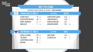 Weybridge CC 2nd XI v Cranleigh CC 2nd XI [upl. by Latsirc653]