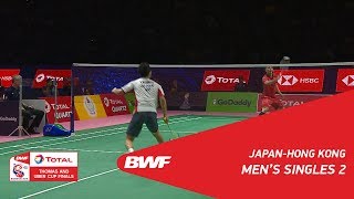 Thomas Cup  MS2  Kenta NISHIMOTO JPN vs WONG Wing Ki Vincent HKG  BWF 2018 [upl. by Arahc801]