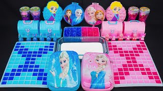 PINK and BLUE ELSA I Mixing Random into Glossy Slime I Satisfying Slime [upl. by Tioneb]