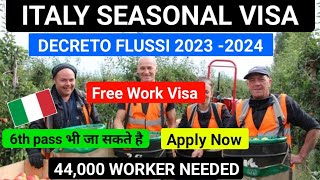 How To Apply Italy 🇮🇹 Seasonal visa  Italy Decreto Flussi 2023  44000 Jobs [upl. by Ariamoy780]