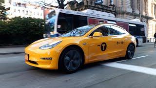 RIDING IN THE FIRST NYC YELLOW TESLA TAXICAB [upl. by Alioz893]