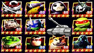 TMNT Legends  All Max Level 80 Tank Trait Characters [upl. by Anirac]