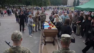 Hundreds take part in funeral of Ukrainian soldier who fought in the battle for Andriivka [upl. by Lemyt]