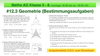 53  Mathe AG 5 bis 8 123 Geometrie Bestimmungsaufgaben  Mathe Olympiade  Känguru Wettbewerb [upl. by Asilrac]