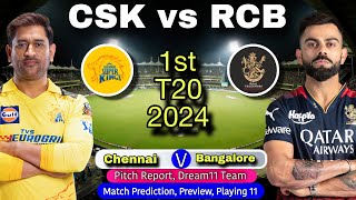 IPL 2024 CSK vs RCB 1st Match Prediction Dream11 Chennai Super Kings vs Royal Challenger Bangalore [upl. by Felike]