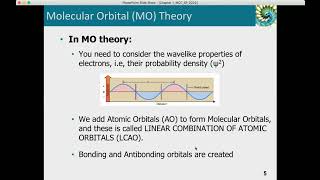 Lecture 6 quotMolecular Orbital Theoryquot [upl. by Akirdna]