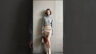 Beige Turtleneck Sweater amp Midi Skirt stylingbook fashionshow winter coat [upl. by Pearlstein]