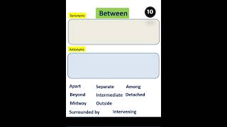 Between  Synonyms and Antonyms  Vocabularygame  vocabularyquiz  Vocabularytest [upl. by Elladine847]