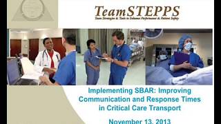 Implementing the SBAR Tool Improving Communication and Response Times in Critical Care Transport [upl. by Elyrrad550]