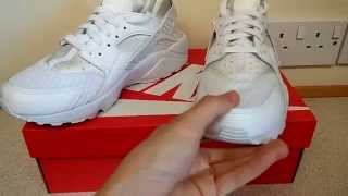 Nike Air Huarache Pure PlatinumTriple White Review [upl. by Cicily]