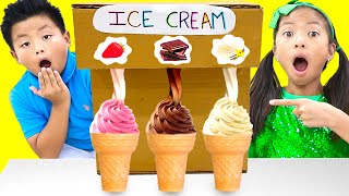 Wendy Emma and Jannie Learn How to Make Healthy Foods  Ice Cream Machine Funny Stories for Children [upl. by Uase61]