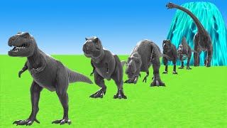 Paint Animals Trex Carnivores amp Herbivores Dinosaurs Size Comparison 3D Fountain Crossing Cartoon [upl. by Irot]