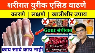 युरीक एसिड वाढणे Gout कारणे लक्षणे उपायसांधे सुजणे दुखणेसंधीवातmarathihealthdrhukiresv [upl. by Persis]