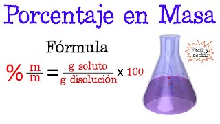 💥Calcular porcentaje en Masa mm de una disolución⚗️ Fácil y Rápido  QUÍMICA [upl. by Estele]