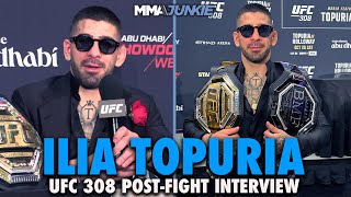 Ilia Topuria Declares Himself True BMF Champ after Max Holloway KO Ready for Volkanovski  UFC 308 [upl. by Euell]