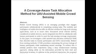 A Coverage Aware Task Allocation Method for UAV Assisted Mobile Crowd Sensing [upl. by Yort]